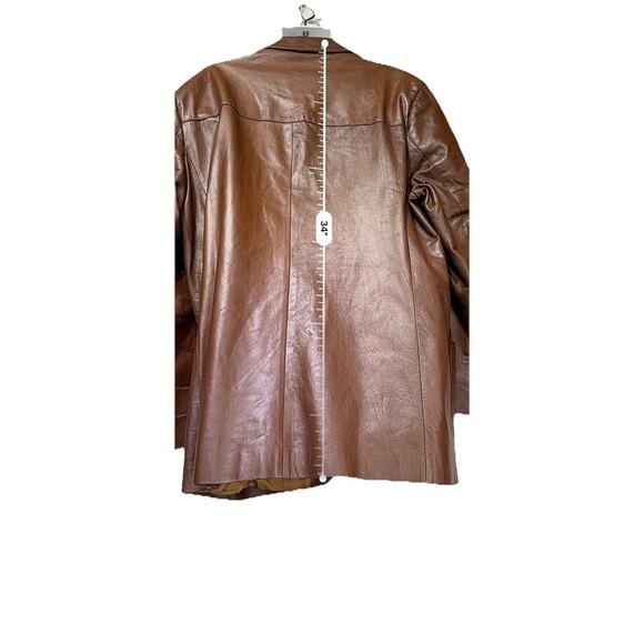 Vintage 60s 70s Uru Recoleta Mens Brown Leather Argentina Jacket Coat Size 56 - Picture 4 of 9